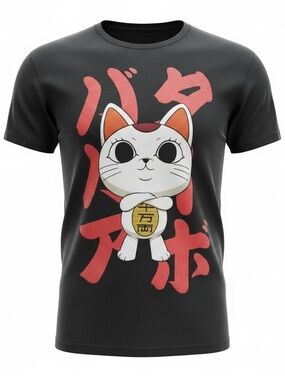 Dan Da Dan Lucky Cat Graphic Anime Manga T-Shirt Maneki Neko
